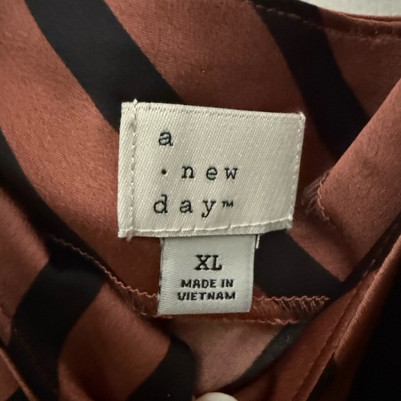 Black and Brown Striped Midi Asymmetrical Dress - Picture 2 of 2